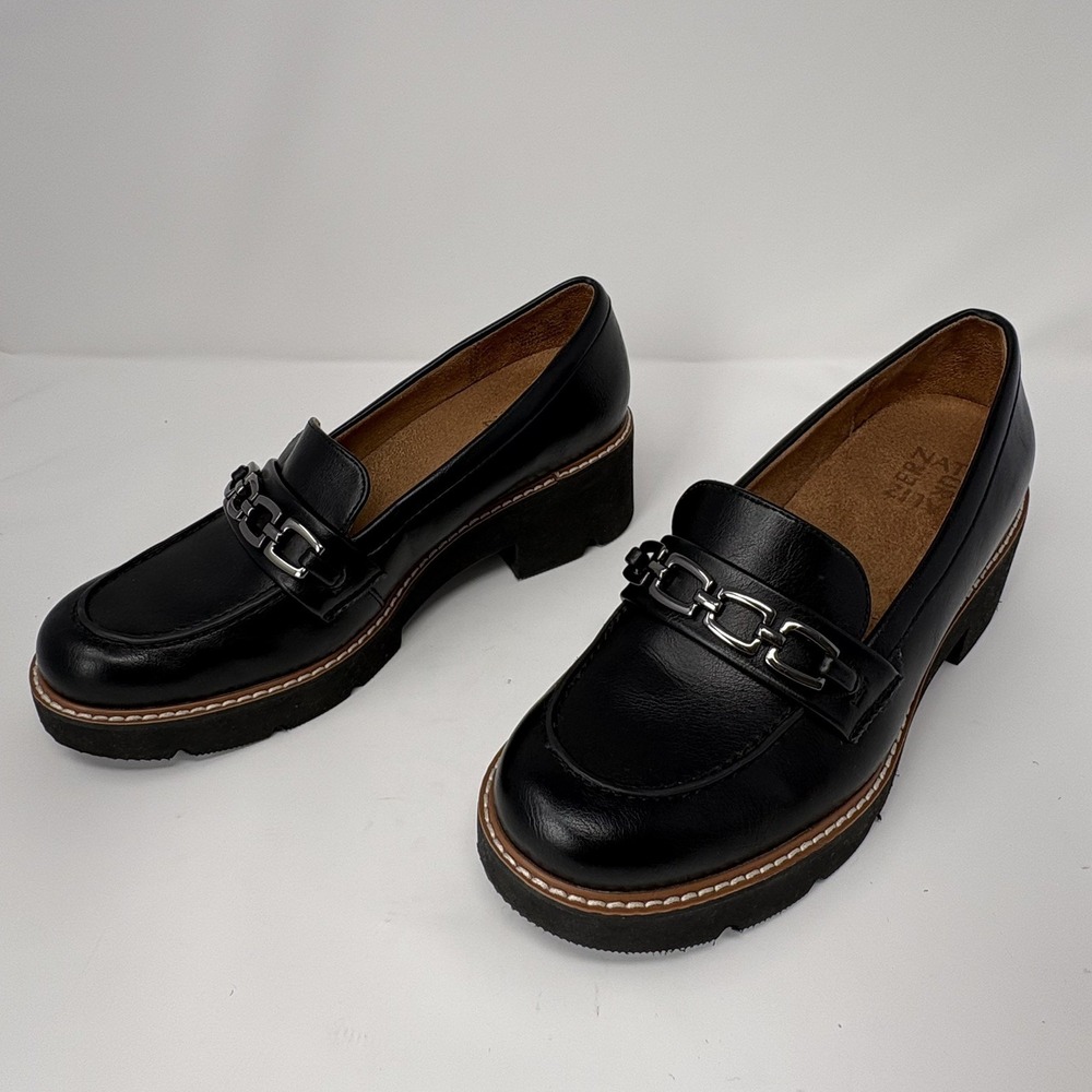 Naturalizer Women's Cabana Loafers Black Faux Leather Size 8.5M Trendy Office